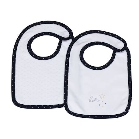 Bavoirs lot de 2 en coton - hello Blanc 1 - vertbaudet enfant 
