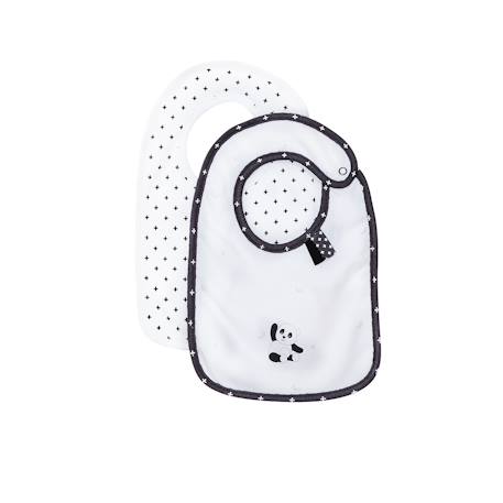 Lot de 2 bavoirs en coton - chao chao Blanc 1 - vertbaudet enfant 