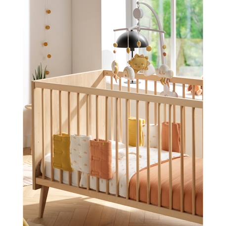 Protections de barreaux de lit en coton Beige+Beige foncé+Bleu/blanc+Ecru léopard+Moutarde+Rose+Rose foncé+Rouge+Vert+Vert tilleul 19 - vertbaudet enfant 