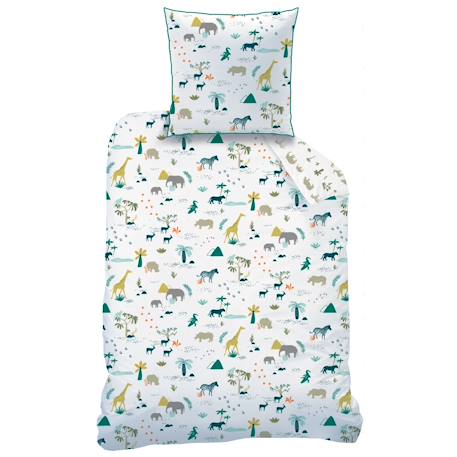 Parure de lit imprimée 100% coton, safari Blanc 3 - vertbaudet enfant 