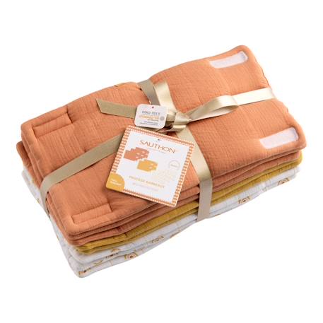 Protections de barreaux de lit en coton Beige+Beige foncé+Bleu/blanc+Ecru léopard+Moutarde+Rose+Rose foncé+Rouge+Vert+Vert tilleul 18 - vertbaudet enfant 