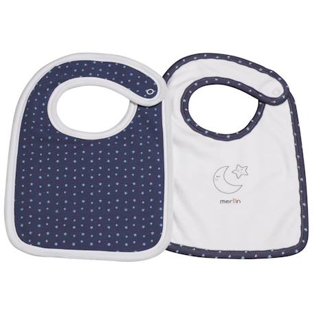 Bavoirs lot de 2 en coton - merlin Bleu 1 - vertbaudet enfant 