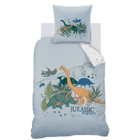 Parure de lit imprimée 100% coton, dino jungle Gris 3 - vertbaudet enfant 