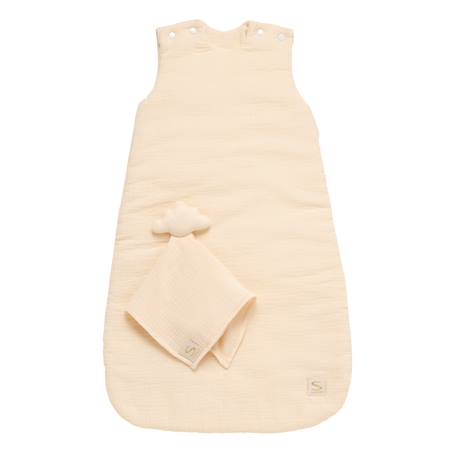 Gigoteuse bébé hiver en double gaze de coton et son doudou mouchoir Beige+Rose+Rouge+Vert 1 - vertbaudet enfant 