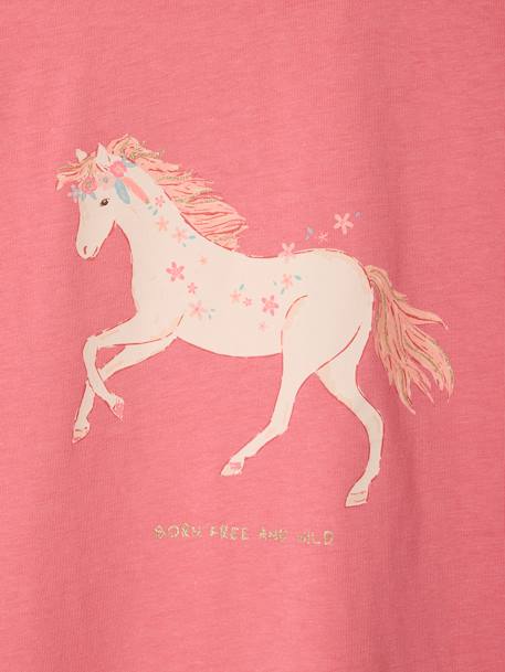 Tee-shirt motif fantaisie fille abricot+bleu grisé+écru+fraise 14 - vertbaudet enfant 