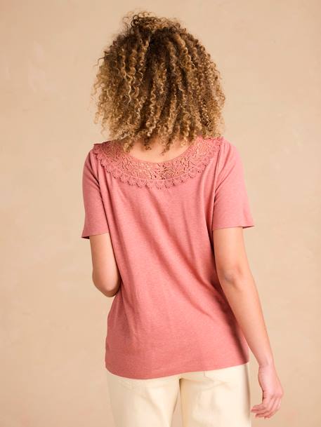 Tee-shirt grossesse devant/dos encolure macramé tomette 4 - vertbaudet enfant 