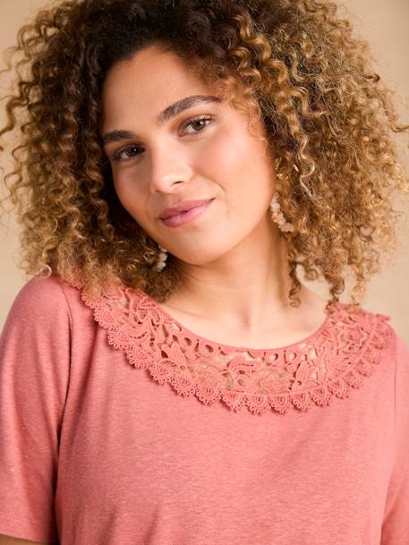Tee-shirt grossesse devant/dos encolure macramé tomette 9 - vertbaudet enfant 