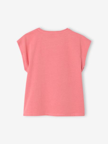 Tee-shirt motif fantaisie fille abricot+bleu grisé+écru+fraise 13 - vertbaudet enfant 