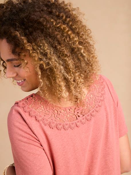 Tee-shirt grossesse devant/dos encolure macramé tomette 6 - vertbaudet enfant 