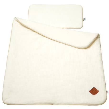 Set berceau couverture et coussin en gaze de coton jeanne Beige+Blanc+Blanc à pois or+Camel+Écru+Gris clair+Rose+Terracotta+Vert de gris 22 - vertbaudet enfant 