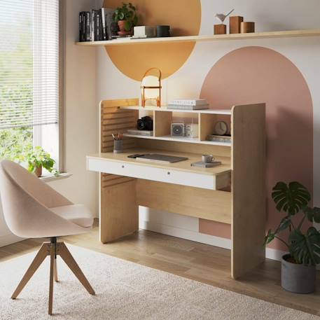 Bureau évolutif avec rangement lewis Bois et blanc 1 - vertbaudet enfant 