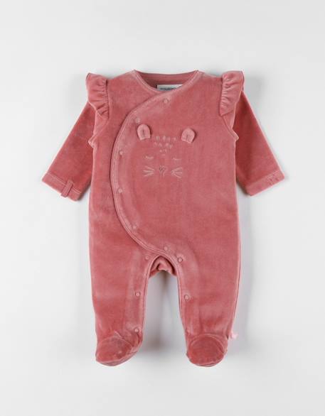 Pyjama en velours côtelé guépard Rose 1 - vertbaudet enfant 