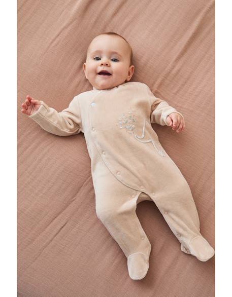 Pyjama en velours côtelé imprimé éléphant Beige 2 - vertbaudet enfant 