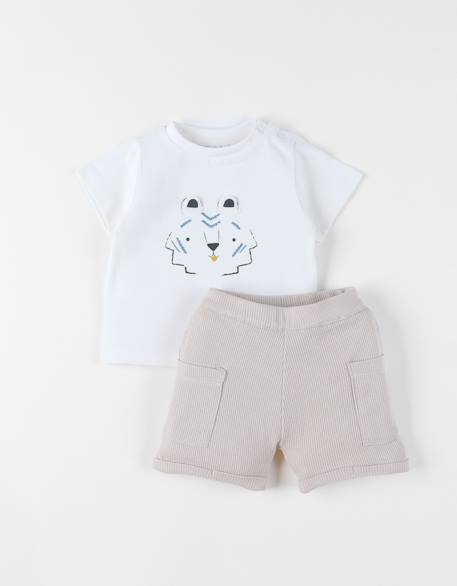 Ensemble t-shirt avec short coton Blanc 1 - vertbaudet enfant 