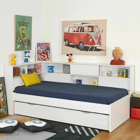 Pack lit cosy gigogne avec 2 matelas play Blanc+Blanc et bois 3 - vertbaudet enfant 