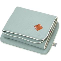 Linge de maison et décoration-Linge de lit bébé-Set berceau couverture et coussin en gaze de coton jeanne
