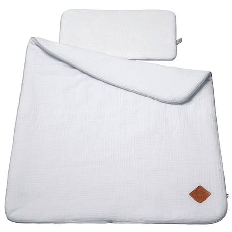 Set berceau couverture et coussin en gaze de coton jeanne Beige+Blanc+Blanc à pois or+Camel+Écru+Gris clair+Rose+Terracotta+Vert de gris 27 - vertbaudet enfant 