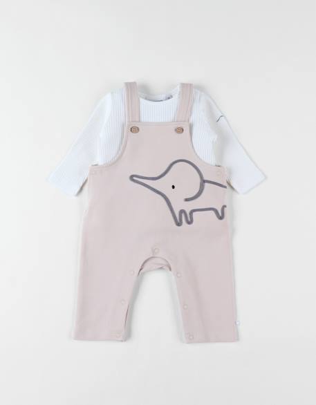 Ensemble salopette + t-shirt éléphant Beige 4 - vertbaudet enfant 