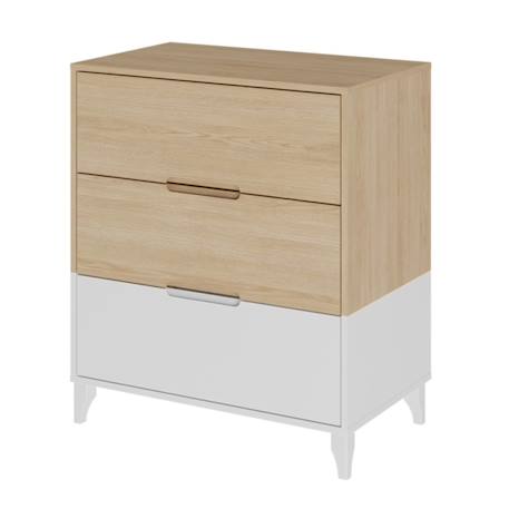 Commode 3 tiroirs dixie Blanc et bois 1 - vertbaudet enfant 