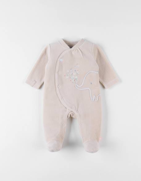 Pyjama en velours côtelé imprimé éléphant Beige 6 - vertbaudet enfant 