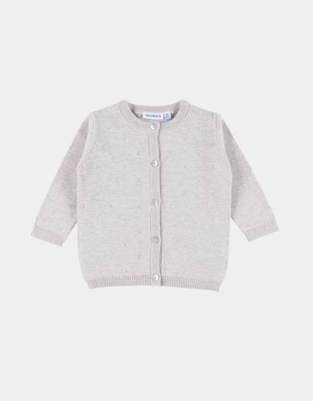 Cardigan en tricot coton Beige 1 - vertbaudet enfant 