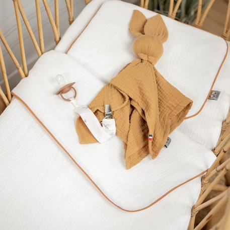 Set berceau couverture et coussin en gaze de coton jeanne Beige+Blanc+Blanc à pois or+Camel+Écru+Gris clair+Rose+Terracotta+Vert de gris 6 - vertbaudet enfant 