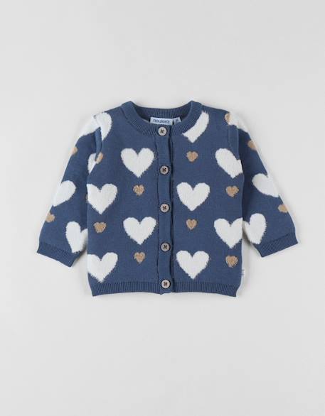 Cardigan en tricot coeur Bleu 1 - vertbaudet enfant 
