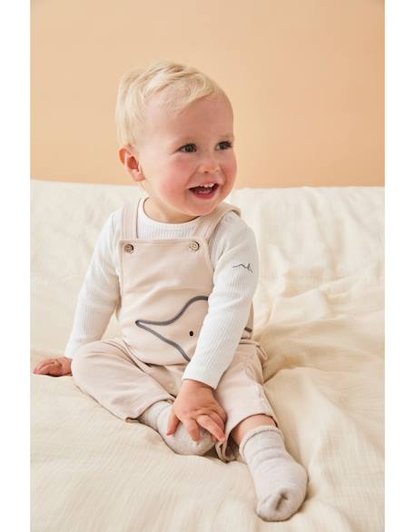 Ensemble salopette + t-shirt éléphant Beige 2 - vertbaudet enfant 
