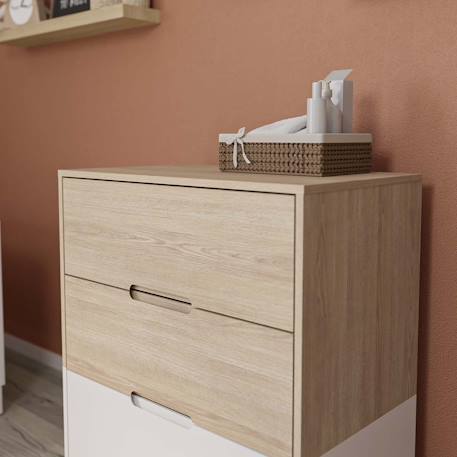 Commode 3 tiroirs dixie Blanc et bois 3 - vertbaudet enfant 