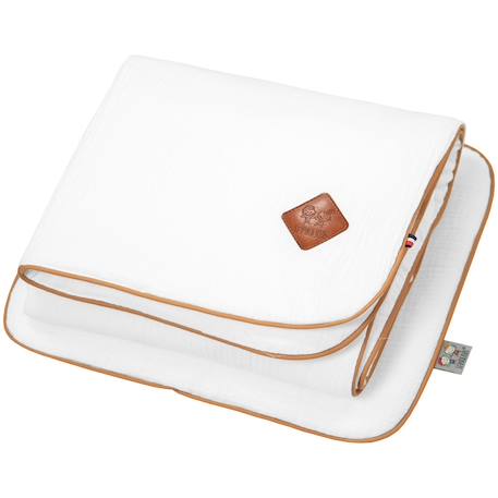 Set berceau couverture et coussin en gaze de coton jeanne Beige+Blanc+Blanc à pois or+Camel+Écru+Gris clair+Rose+Terracotta+Vert de gris 5 - vertbaudet enfant 