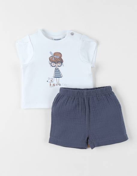 Ensemble t-shirt avec short coton Blanc 1 - vertbaudet enfant 