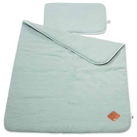 Set berceau couverture et coussin en gaze de coton jeanne Beige+Blanc+Blanc à pois or+Camel+Écru+Gris clair+Rose+Terracotta+Vert de gris 39 - vertbaudet enfant 