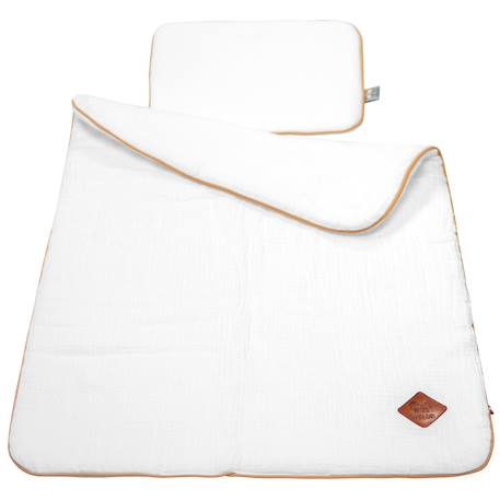Set berceau couverture et coussin en gaze de coton jeanne Beige+Blanc+Blanc à pois or+Camel+Écru+Gris clair+Rose+Terracotta+Vert de gris 7 - vertbaudet enfant 