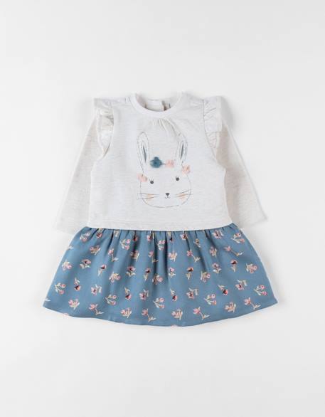 Bébé-Robe bi-matière lapin