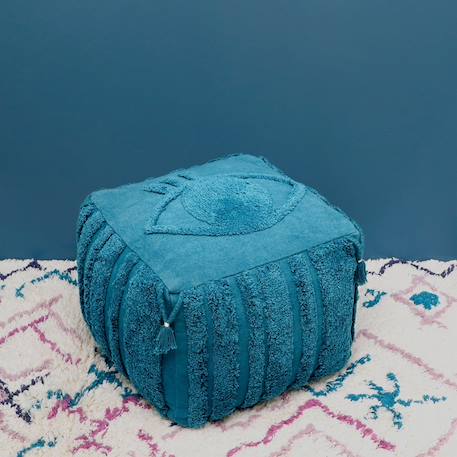 Pouf bohème carré siva saphir Bleu 1 - vertbaudet enfant 