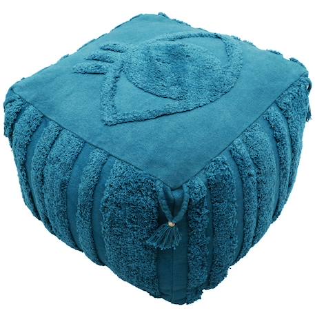 Pouf bohème carré siva saphir Bleu 2 - vertbaudet enfant 