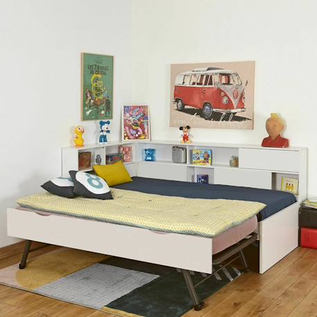 Pack lit cosy gigogne avec 2 matelas play Blanc+Blanc et bois 2 - vertbaudet enfant 