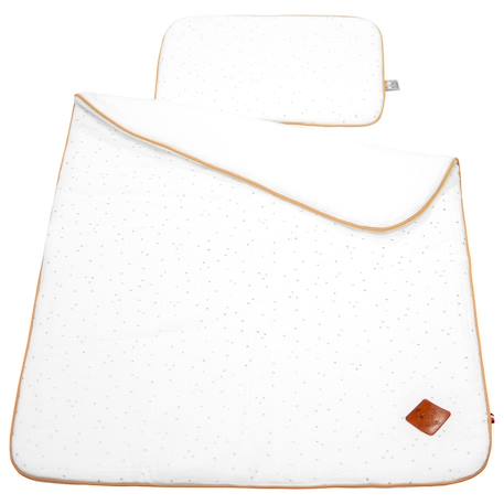 Set berceau couverture et coussin en gaze de coton jeanne Beige+Blanc+Blanc à pois or+Camel+Écru+Gris clair+Rose+Terracotta+Vert de gris 12 - vertbaudet enfant 