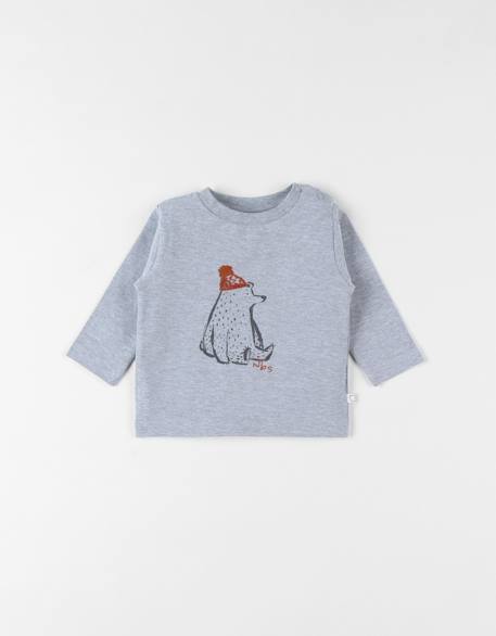 T-shirt ours chiné Gris 1 - vertbaudet enfant 