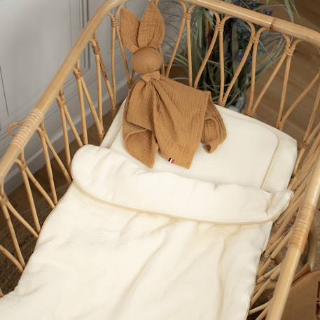 Set berceau couverture et coussin en gaze de coton jeanne Beige+Blanc+Blanc à pois or+Camel+Écru+Gris clair+Rose+Terracotta+Vert de gris 21 - vertbaudet enfant 