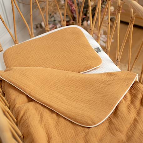 Set berceau couverture et coussin en gaze de coton jeanne Beige+Blanc+Blanc à pois or+Camel+Écru+Gris clair+Rose+Terracotta+Vert de gris 17 - vertbaudet enfant 
