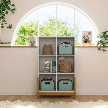 Étagère 6 cubes verticale kenan Blanc et noisette 1 - vertbaudet enfant 