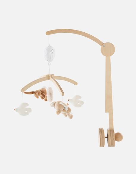Mobile musical bras en bois - bali moka & snow Ecru 1 - vertbaudet enfant 