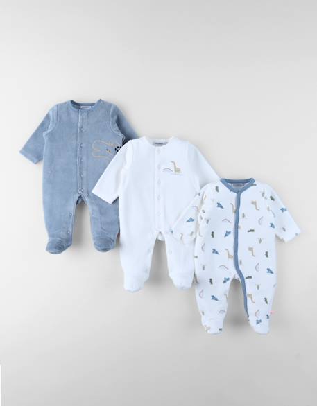 Lot de 3 dors-bien en velours Ecru 1 - vertbaudet enfant 
