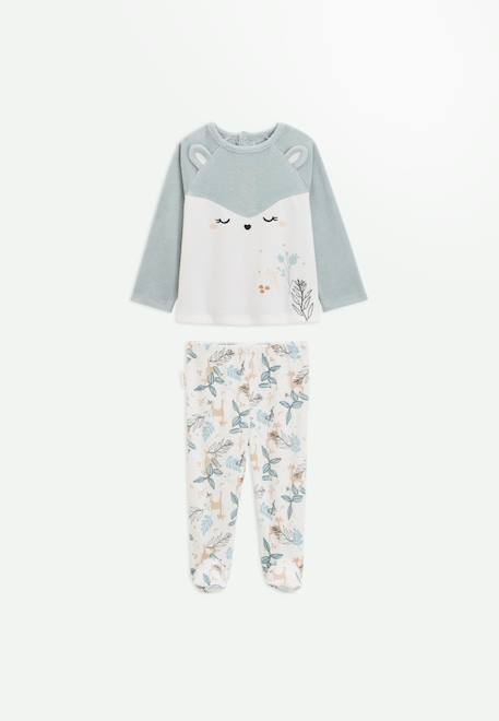 Pyjama bébé 2 pièces en velours avec pieds alma Bleu 1 - vertbaudet enfant 