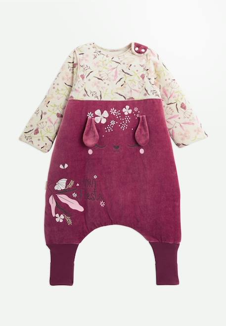 Turbulette d'hiver en velours avec pieds retroussables et manches amovibles mila Rose 1 - vertbaudet enfant 