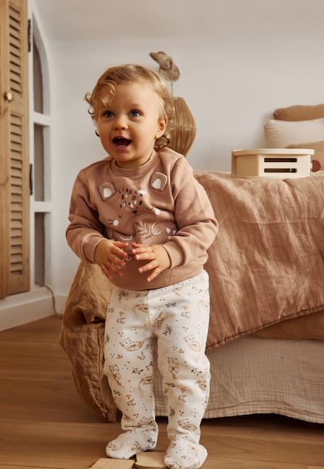 Ensemble bébé sweat et pantalon en molleton mini loutre Marron 1 - vertbaudet enfant 