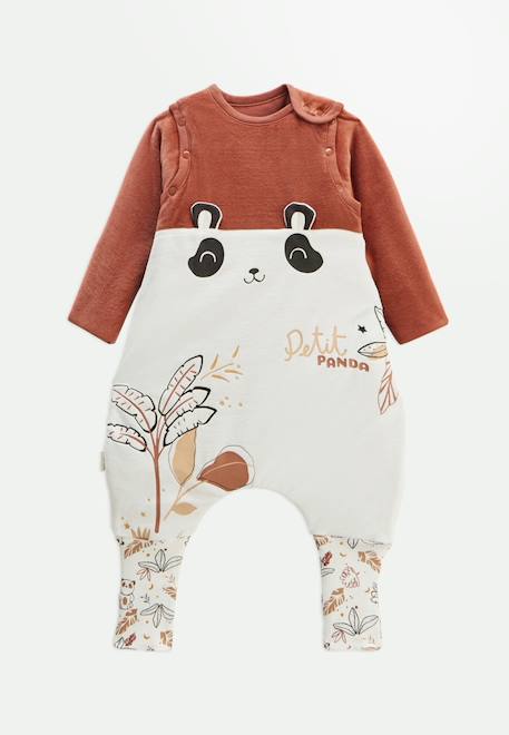 Turbulette d'hiver en velours avec pieds retroussables et manches amovibles maloueg Marron 1 - vertbaudet enfant 