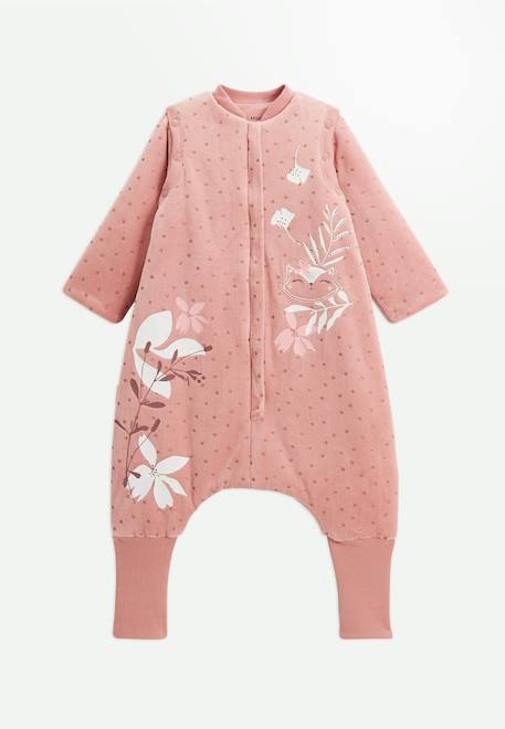 Turbulette d'hiver en velours avec pieds retroussables et manches amovibles bébé rosa Rose 1 - vertbaudet enfant 