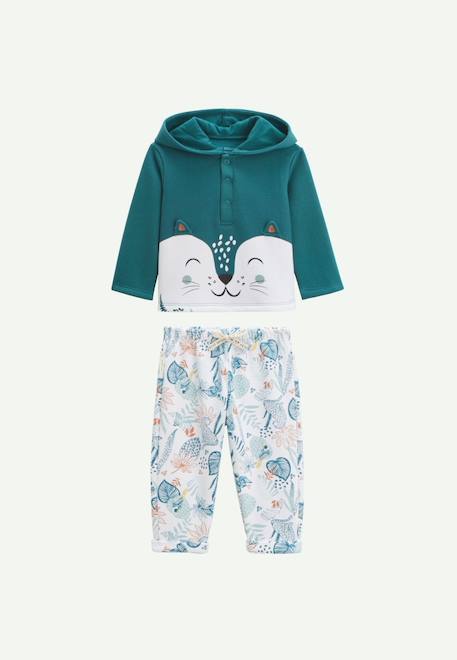 Ensemble bébé sweat-shirt à capuche et pantalon en molleton roméo Bleu 1 - vertbaudet enfant 